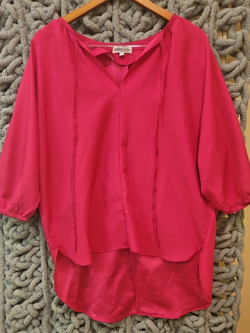 Thread & Supply Fuchsia V-Neck Blouse
